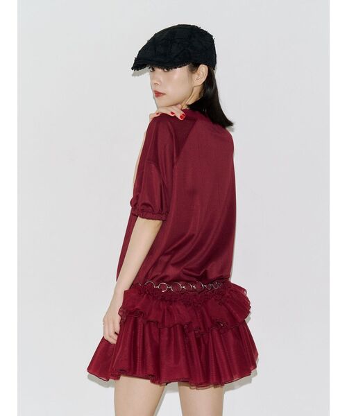 jouetie(ジュエティ)の「チュールフリルアメフトミニワンピース 夏服(ワンピース・レディース・ボルドー/オフホワイト/ブラック・MEDIUM)」の20枚目の写真