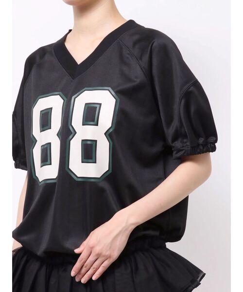 jouetie(ジュエティ)の「チュールフリルアメフトミニワンピース 夏服(ワンピース・レディース・ボルドー/オフホワイト/ブラック・MEDIUM)」の10枚目の写真