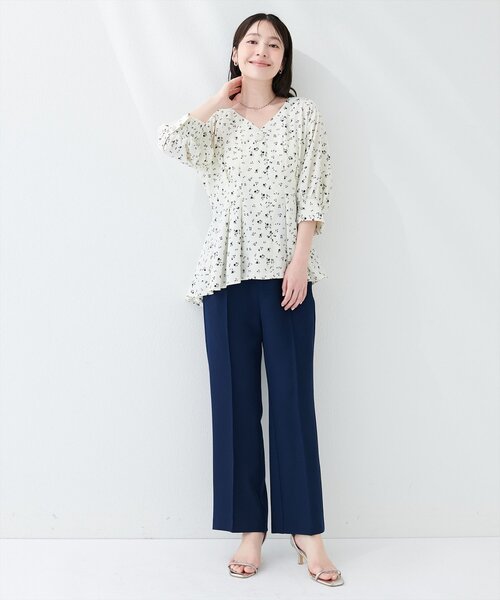 natural couture(ナチュラルクチュール)の「〈osono〉タックデザインぺプラム5分袖ブラウス(シャツ/ブラウス・レディース・オフホワイト/その他2/その他1/ドット/チェック/ストライプ/ネイビー・FREE)」の18枚目の写真