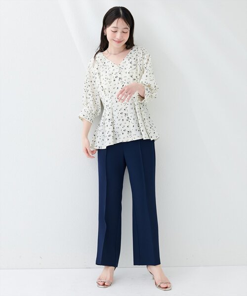 natural couture(ナチュラルクチュール)の「〈osono〉タックデザインぺプラム5分袖ブラウス(シャツ/ブラウス・レディース・オフホワイト/その他2/その他1/ドット/チェック/ストライプ/ネイビー・FREE)」の19枚目の写真