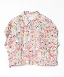 EGLANTINE セットアップ対応 ボタニカル総柄プリントコットンブラウス ノースリーブ