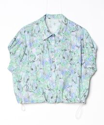 EGLANTINE セットアップ対応 ボタニカル総柄プリントコットンブラウス ノースリーブ