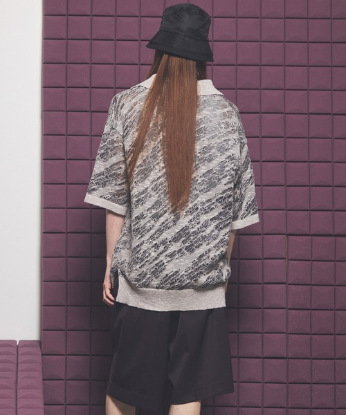 MAISON SPECIAL（メゾンスペシャル）の「《UNISEX》Random Bias Mesh Jacquard Prime-Over Knit T-shirt/ランダムバイアスメッシュジャガードプライムオーバーニットTシャツ【MAISON SPECIAL/メゾンスペシャル】（ポロシャツ・メンズ・ブラック/グレー/レッド・0/1/2）」の13枚目の写真