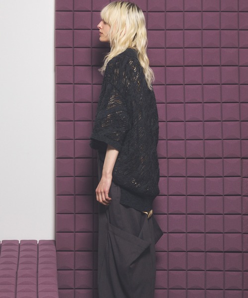 MAISON SPECIAL（メゾンスペシャル）の「《UNISEX》Random Bias Mesh Jacquard Prime-Over Knit T-shirt/ランダムバイアスメッシュジャガードプライムオーバーニットTシャツ【MAISON SPECIAL/メゾンスペシャル】（ポロシャツ・メンズ・ブラック/グレー/レッド・0/1/2）」の15枚目の写真