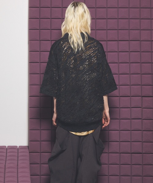 MAISON SPECIAL（メゾンスペシャル）の「《UNISEX》Random Bias Mesh Jacquard Prime-Over Knit T-shirt/ランダムバイアスメッシュジャガードプライムオーバーニットTシャツ【MAISON SPECIAL/メゾンスペシャル】（ポロシャツ・メンズ・ブラック/グレー/レッド・0/1/2）」の16枚目の写真