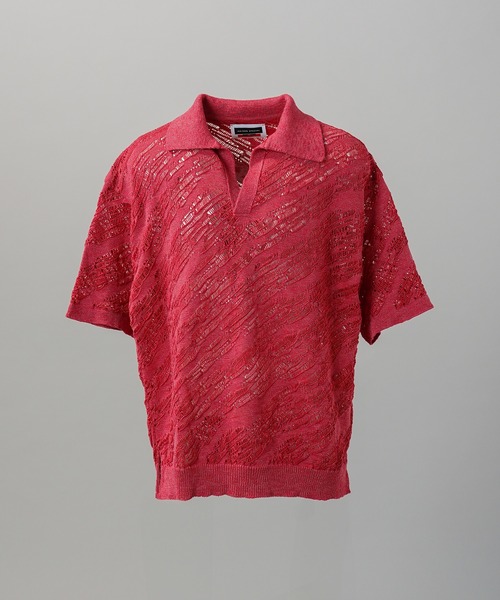 MAISON SPECIAL（メゾンスペシャル）の「《UNISEX》Random Bias Mesh Jacquard Prime-Over Knit T-shirt/ランダムバイアスメッシュジャガードプライムオーバーニットTシャツ【MAISON SPECIAL/メゾンスペシャル】（ポロシャツ・メンズ・ブラック/グレー/レッド・0/1/2）」の19枚目の写真