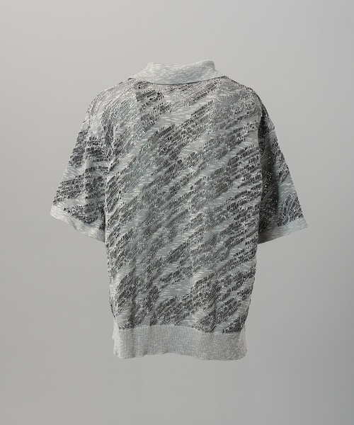 MAISON SPECIAL（メゾンスペシャル）の「《UNISEX》Random Bias Mesh Jacquard Prime-Over Knit T-shirt/ランダムバイアスメッシュジャガードプライムオーバーニットTシャツ【MAISON SPECIAL/メゾンスペシャル】（ポロシャツ・メンズ・ブラック/グレー/レッド・0/1/2）」の22枚目の写真