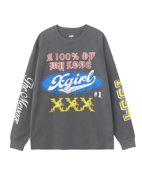X-girl(エックスガール)の「FADED MIX LOGO L/S TEE(Tシャツ/カットソー・レディース・オリーブ/バーガンディー/ブラック・XL/L/M/S)」の15枚目の写真