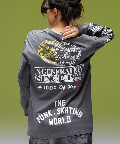 X-girl(エックスガール)の「FADED MIX LOGO L/S TEE(Tシャツ/カットソー・レディース・オリーブ/バーガンディー/ブラック・XL/L/M/S)」の7枚目の写真