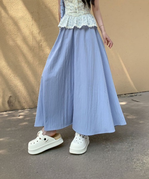 mielu(ミエル)の「ハイウエストギャザーフレアスカート(スカート・レディース・ブルー/グレー/イエロー・LARGE/MEDIUM)」の3枚目の写真