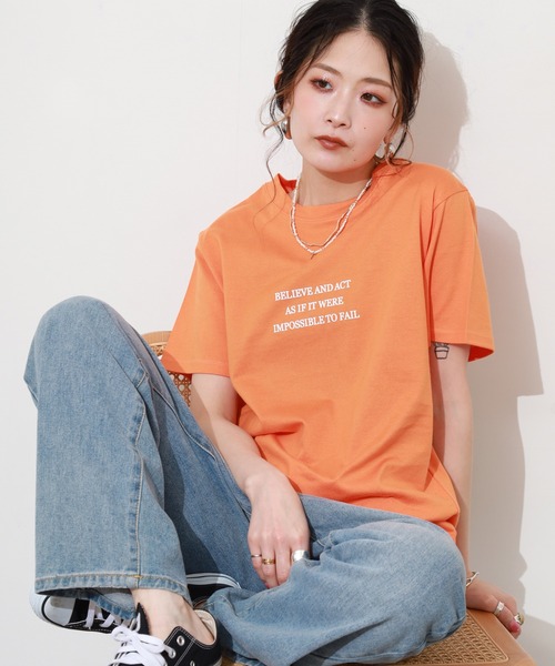 Re:EDIT(リエディ)の「日本製メッセージプリントコットン天竺Tシャツ 半袖(Tシャツ/カットソー・レディース・オレンジ・M)」の13枚目の写真