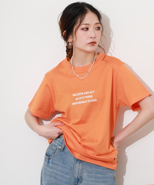 Re:EDIT(リエディ)の「日本製メッセージプリントコットン天竺Tシャツ 半袖(Tシャツ/カットソー・レディース・オレンジ・M)」の10枚目の写真