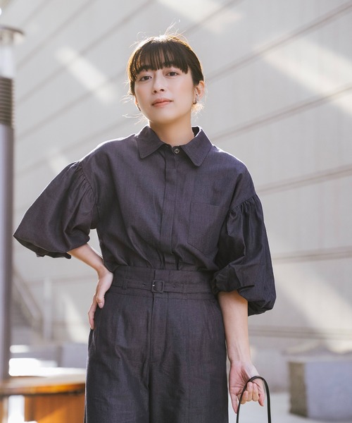 Sirin（シリン）の「≪セットアップ可≫ ボリュームスリーブデニムシャツ（シャツ/ブラウス・レディース・ネイビー/ブルー・FREE）」の17枚目の写真
