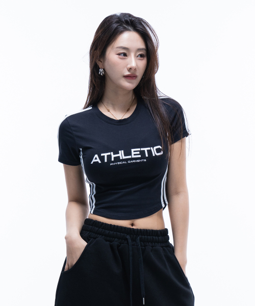 PHYSICAL GARMENTS（フィジカルガーメンツ）の「P5024 ウーマンライン クロップ半袖 [2カラー]（Tシャツ/カットソー・レディース・ブラック/ホワイト・MEDIUM/SMALL）」の7枚目の写真