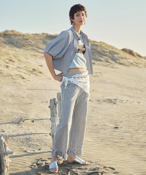 ROSE BUD(ローズバッド)の「GINGHAM FRILL HEM PANTS(その他パンツ・レディース・ブラック/オレンジ・ONE SIZE)」の18枚目の写真