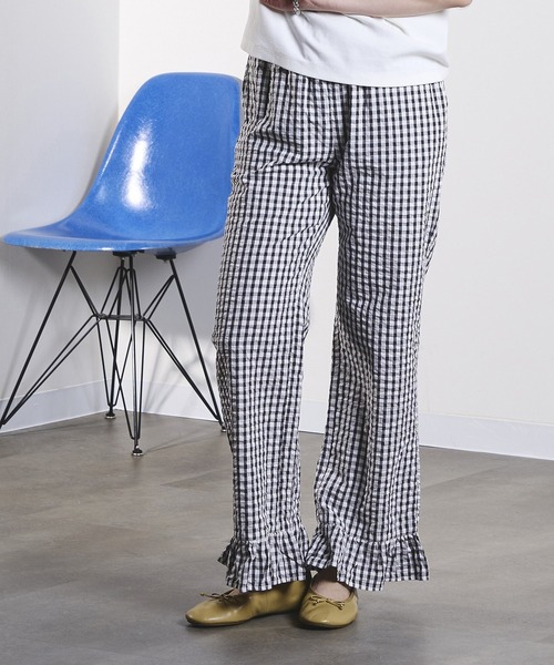 ROSE BUD(ローズバッド)の「GINGHAM FRILL HEM PANTS(その他パンツ・レディース・ブラック/オレンジ・ONE SIZE)」の7枚目の写真