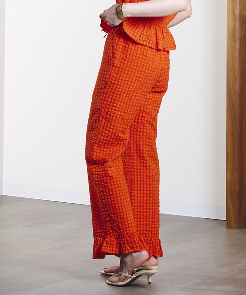 ROSE BUD(ローズバッド)の「GINGHAM FRILL HEM PANTS(その他パンツ・レディース・ブラック/オレンジ・ONE SIZE)」の9枚目の写真