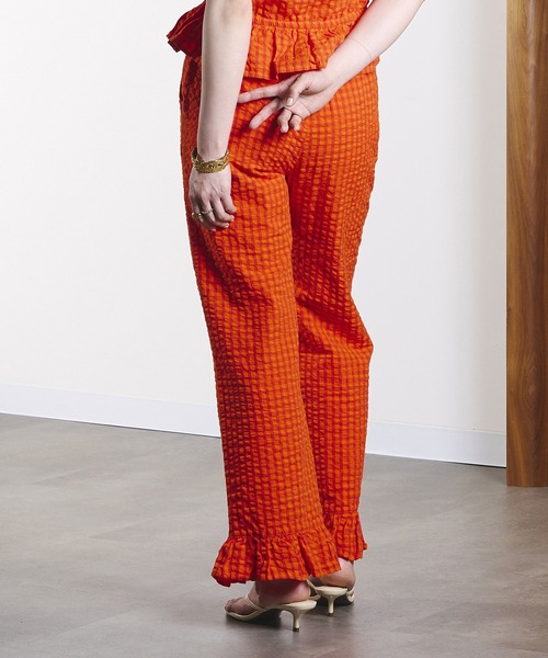ROSE BUD(ローズバッド)の「GINGHAM FRILL HEM PANTS(その他パンツ・レディース・ブラック/オレンジ・ONE SIZE)」の10枚目の写真