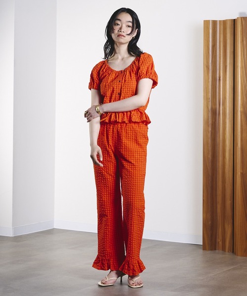 ROSE BUD(ローズバッド)の「GINGHAM FRILL HEM PANTS(その他パンツ・レディース・ブラック/オレンジ・ONE SIZE)」の11枚目の写真