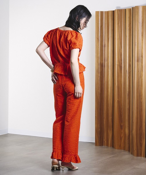 ROSE BUD(ローズバッド)の「GINGHAM FRILL HEM PANTS(その他パンツ・レディース・ブラック/オレンジ・ONE SIZE)」の13枚目の写真