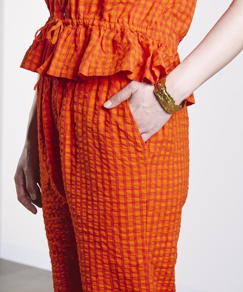 ROSE BUD(ローズバッド)の「GINGHAM FRILL HEM PANTS(その他パンツ・レディース・ブラック/オレンジ・ONE SIZE)」の14枚目の写真