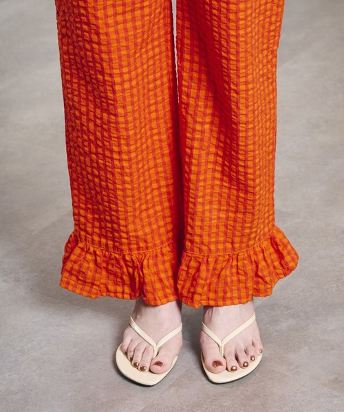 ROSE BUD(ローズバッド)の「GINGHAM FRILL HEM PANTS(その他パンツ・レディース・ブラック/オレンジ・ONE SIZE)」の15枚目の写真