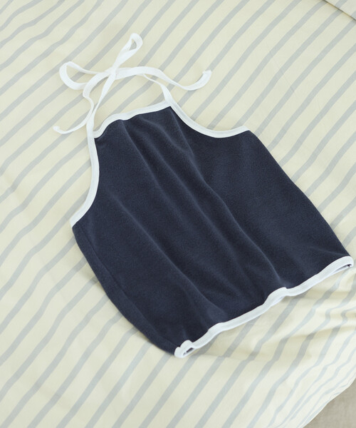 Firsthand（ファーストハンド）の「CHANTECLAIR × Firsthand/シャンテクレール 別注 Pile Holter Camisole Tops / パイル ホルターネック キャミソール トップ（キャミソール・レディース・ネイビー/オフホワイト・ONE SIZE）」の2枚目の写真