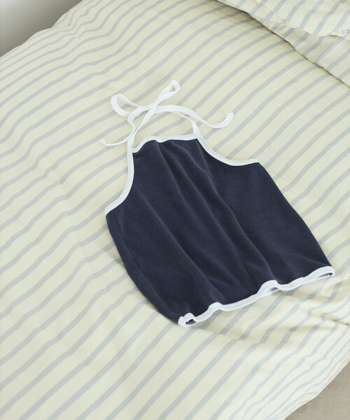 Firsthand（ファーストハンド）の「CHANTECLAIR × Firsthand/シャンテクレール 別注 Pile Holter Camisole Tops / パイル ホルターネック キャミソール トップ（キャミソール・レディース・ネイビー/オフホワイト・ONE SIZE）」の13枚目の写真