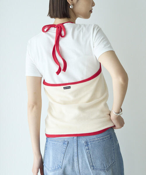Firsthand（ファーストハンド）の「CHANTECLAIR × Firsthand/シャンテクレール 別注 Pile Holter Camisole Tops / パイル ホルターネック キャミソール トップ（キャミソール・レディース・ネイビー/オフホワイト・ONE SIZE）」の14枚目の写真