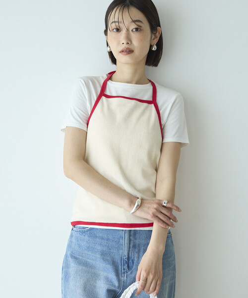 Firsthand（ファーストハンド）の「CHANTECLAIR × Firsthand/シャンテクレール 別注 Pile Holter Camisole Tops / パイル ホルターネック キャミソール トップ（キャミソール・レディース・ネイビー/オフホワイト・ONE SIZE）」の15枚目の写真