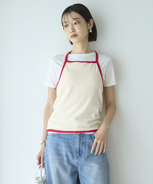 Firsthand（ファーストハンド）の「CHANTECLAIR × Firsthand/シャンテクレール 別注 Pile Holter Camisole Tops / パイル ホルターネック キャミソール トップ（キャミソール・レディース・ネイビー/オフホワイト・ONE SIZE）」の16枚目の写真