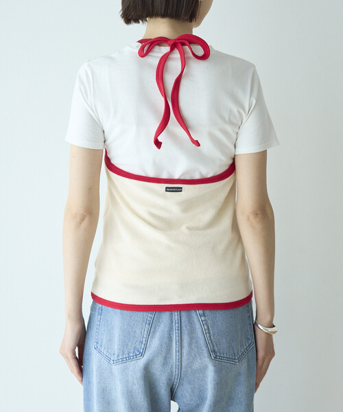 Firsthand（ファーストハンド）の「CHANTECLAIR × Firsthand/シャンテクレール 別注 Pile Holter Camisole Tops / パイル ホルターネック キャミソール トップ（キャミソール・レディース・ネイビー/オフホワイト・ONE SIZE）」の4枚目の写真