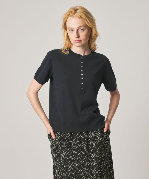 Steven Alan(スティーブンアラン)の「<Steven Alan>コットン ヘンリーネック ショートスリーブ プルオーバー(Tシャツ/カットソー・レディース・ブラック/オフホワイト・FREE)」の17枚目の写真