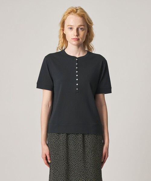 Steven Alan(スティーブンアラン)の「<Steven Alan>コットン ヘンリーネック ショートスリーブ プルオーバー(Tシャツ/カットソー・レディース・ブラック/オフホワイト・FREE)」の18枚目の写真
