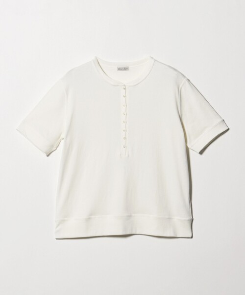 Steven Alan(スティーブンアラン)の「<Steven Alan>コットン ヘンリーネック ショートスリーブ プルオーバー(Tシャツ/カットソー・レディース・ブラック/オフホワイト・FREE)」の5枚目の写真