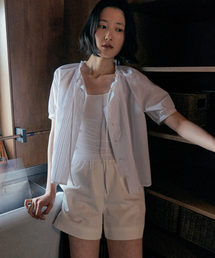 Pintuck Strap Half Sleeve Blouse_WHITE