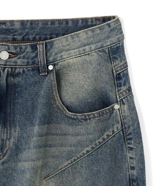 SIS（エスアイエス）の「SIS/エスアイエス/Washed Denim Wide Cargo Pants（カーゴパンツ・レディース・ブラック/ブルー・L/M）」の5枚目の写真