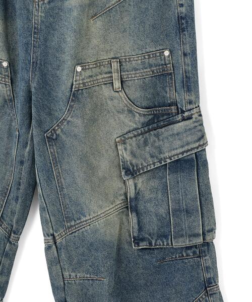 SIS（エスアイエス）の「SIS/エスアイエス/Washed Denim Wide Cargo Pants（カーゴパンツ・レディース・ブラック/ブルー・L/M）」の4枚目の写真