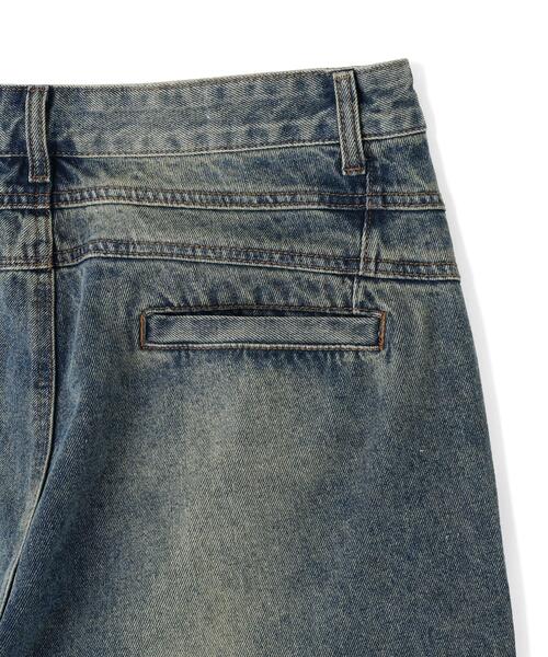 SIS（エスアイエス）の「SIS/エスアイエス/Washed Denim Wide Cargo Pants（カーゴパンツ・レディース・ブラック/ブルー・L/M）」の15枚目の写真