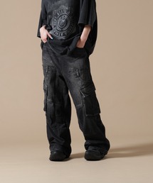 SIS/エスアイエス/Washed Denim Wide Cargo Pants