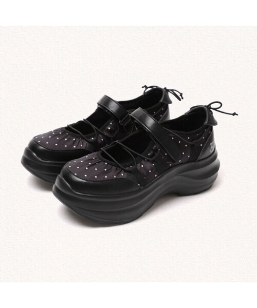 MAC MOC(マックモック)の「ウィグリー 通しソール レースアップ メリージェンスニーカー_3カラー (5.5cm)(スニーカー・レディース・ホワイト×ブラック/Cream/ブラック・24.5cm/23cm/23.5cm/25cm/24cm)」の2枚目の写真
