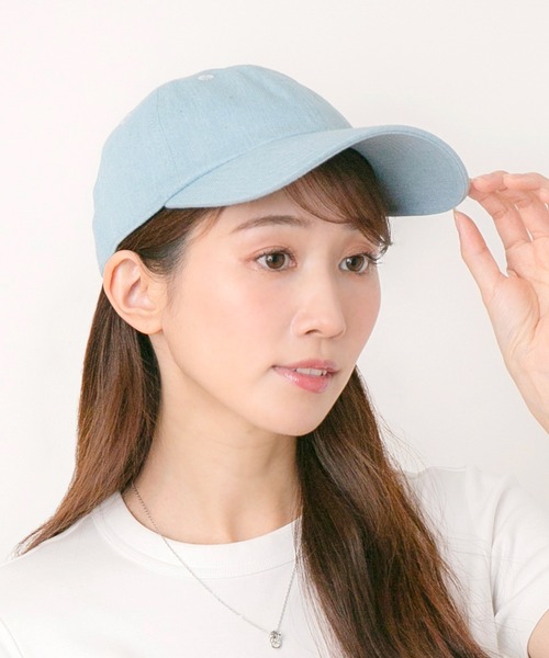 14+(イチヨンプラス)の「デニムシンプルキャップ(キャップ・レディース・ライトブルー/ブラック/ブルー・MEDIUM)」の1枚目の写真