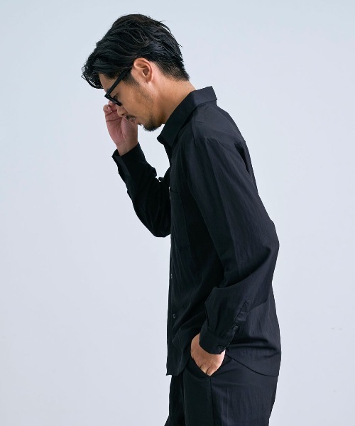 BENUSTA(ベヌスタ)の「『BENUSTA/ベヌスタ』ストレッチセットアップ(長袖シャツ&パンツ)【GC】(セットアップ・メンズ・ブラウン/グレー/ブラック・XL/L/M)」の9枚目の写真
