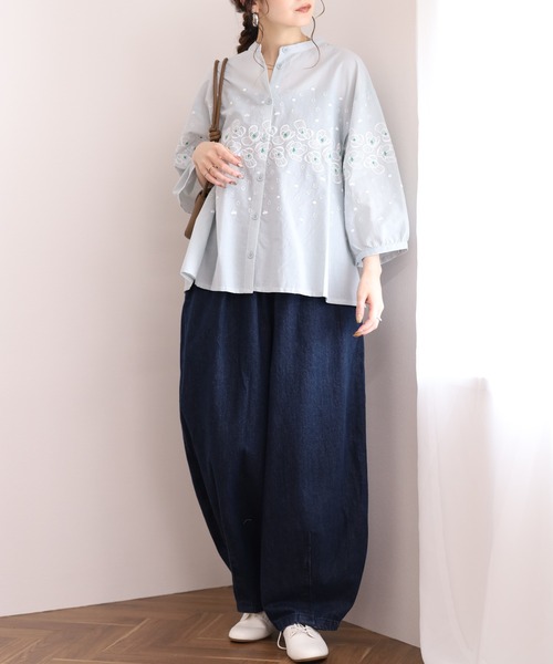 Emago(イマゴ)の「EMAGO 花ドット刺繍シャツ 7分袖(シャツ/ブラウス・レディース・グレー/ブラック・FREE)」の19枚目の写真