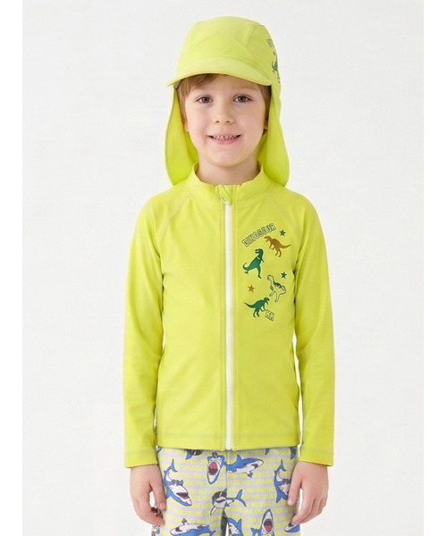 HAKKA KIDS（ハッカキッズ）の「恐竜プリントラッシュガード（UVカット）（ラッシュガード・キッズ・ライトグリーン/ブルー・S/M）」の2枚目の写真