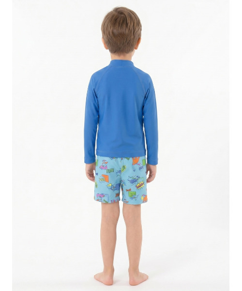 HAKKA KIDS（ハッカキッズ）の「恐竜プリントラッシュガード（UVカット）（ラッシュガード・キッズ・ライトグリーン/ブルー・S/M）」の5枚目の写真