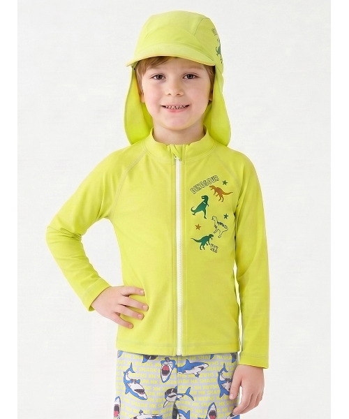 HAKKA KIDS（ハッカキッズ）の「恐竜プリントラッシュガード（UVカット）（ラッシュガード・キッズ・ライトグリーン/ブルー・S/M）」の6枚目の写真