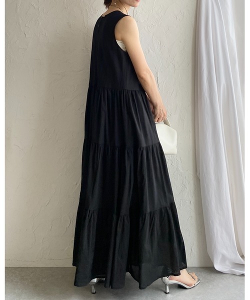 She's Closet(シーズクローゼット)の「インド綿 コットン 100% ノースリーブ ボリューム ロング ティアードワンピース(ワンピース・レディース・ブラック/ピンク/マスタード/ブルー・FREE)」の14枚目の写真