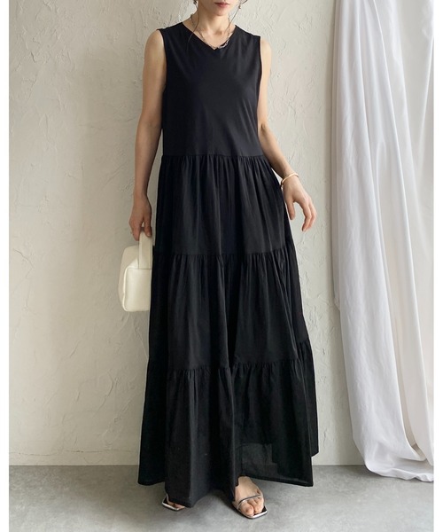 She's Closet(シーズクローゼット)の「インド綿 コットン 100% ノースリーブ ボリューム ロング ティアードワンピース(ワンピース・レディース・ブラック/ピンク/マスタード/ブルー・FREE)」の11枚目の写真