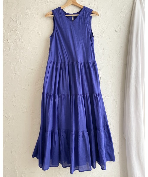She's Closet(シーズクローゼット)の「インド綿 コットン 100% ノースリーブ ボリューム ロング ティアードワンピース(ワンピース・レディース・ブラック/ピンク/マスタード/ブルー・FREE)」の8枚目の写真
